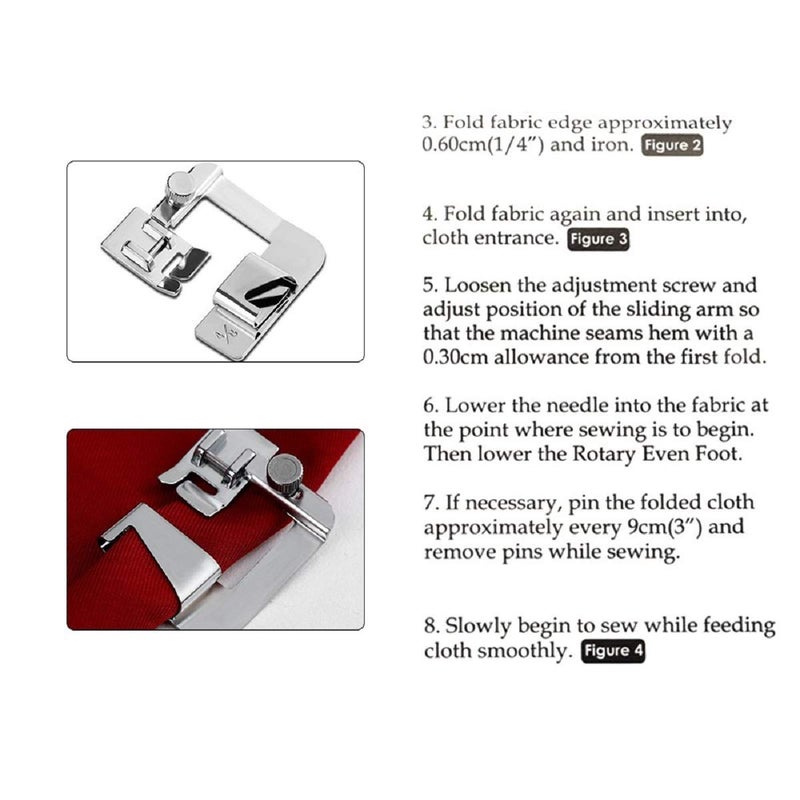 Stormshopping Wide Rolled Hem Presser Foot Set, 3 Pieces Rolled Hemmer Presser Foot Kit (1/2 Inch, 3/4 Inch, 1 Inch) for Singer, Brother, Janome and Other Low Shank Sewing Machines Accessories - Image 5